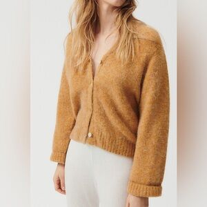 AMERICAN VINTAGE Alpaca/Wool Blend Cardigan Camel Melange East Relaxed Buttons M